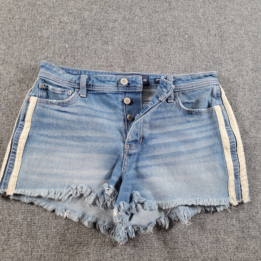 Hollister Cut Off Shorts Women 11 W32 High-Rise Boyfriend Vintage Stretch Piping